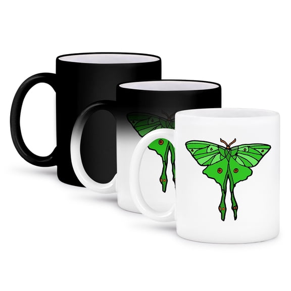 Cool Fun Flying Luna Moth Garden And Nature Art, 11oz Magic Transforming Mug