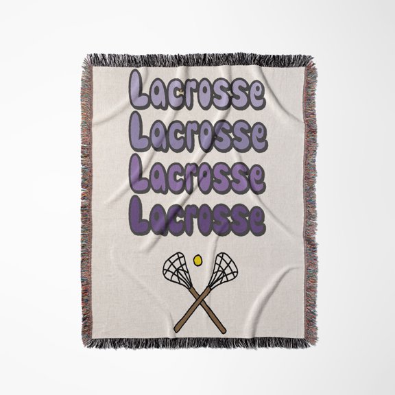 Cool Fun Lacrosse Text And Sticks Sports Art For Lacrosse Players, Woven Blanket