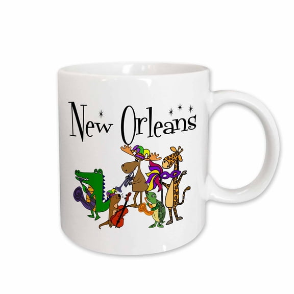 3drose, Cool Fun New Orleans and Mardi Gras Party Masks Travel Animals, 15oz Mug