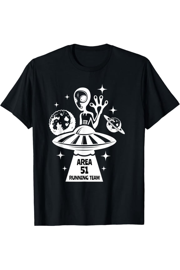 Cool Funny Alien UFO Running Club T-shirt