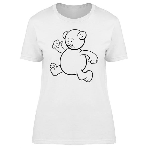 Cool Funny Bear Doodle Cartoon T-Shirt Women -Image by Shutterstock, Female Large
