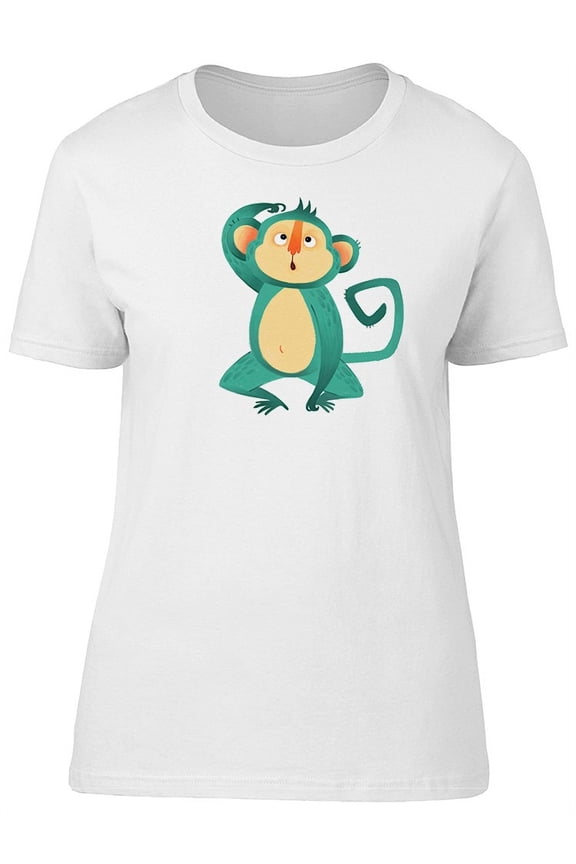 Cool & Funny Blue Monkey Cartoon T-Shirt Women -Image by Shutterstock, Female Large