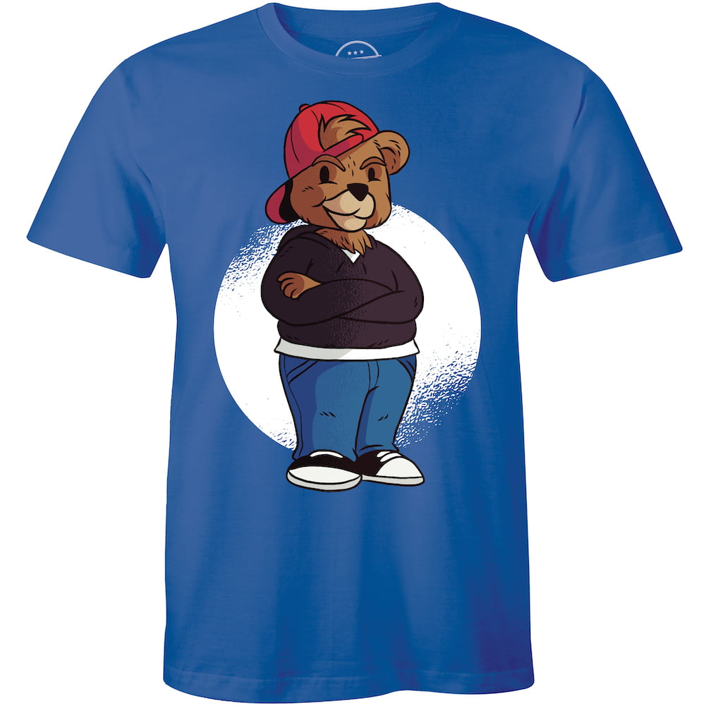 Cool Funny Cartoon Grizzly Bear Dressed In A Hoodie Red Cap Men's T-Shirt 