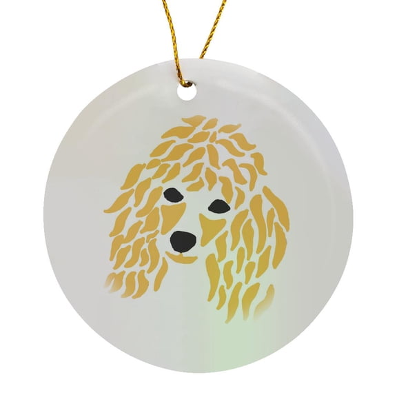 3drose, Cool Funny Cute Apricot Poodle Face Abstract Art, Circle Porcelain Ornament