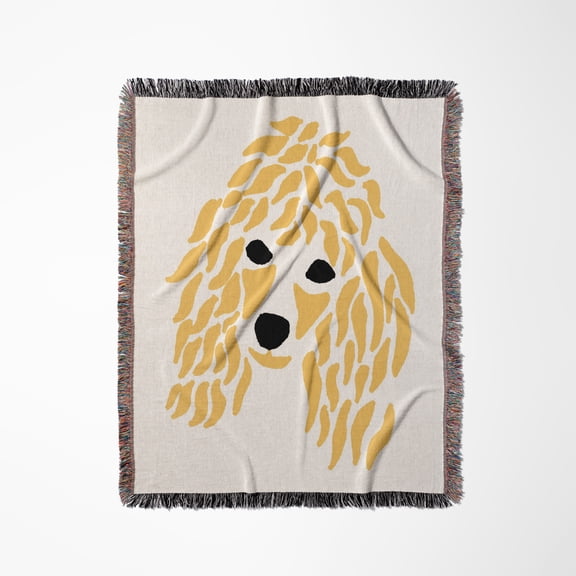 Cool Funny Cute Apricot Poodle Face Abstract Art, Woven Blanket
