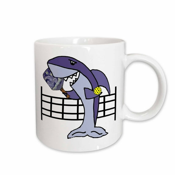 3drose, Cool Funny Cute Shark Playing Pickleball Sports Beach Cartoon, 11oz Mug