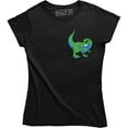 thumbnail image 1 of Cool Funny Dinosaur T-rex Pocket Printed Design Animal Lover Women's T-Shirt, 1 of 4