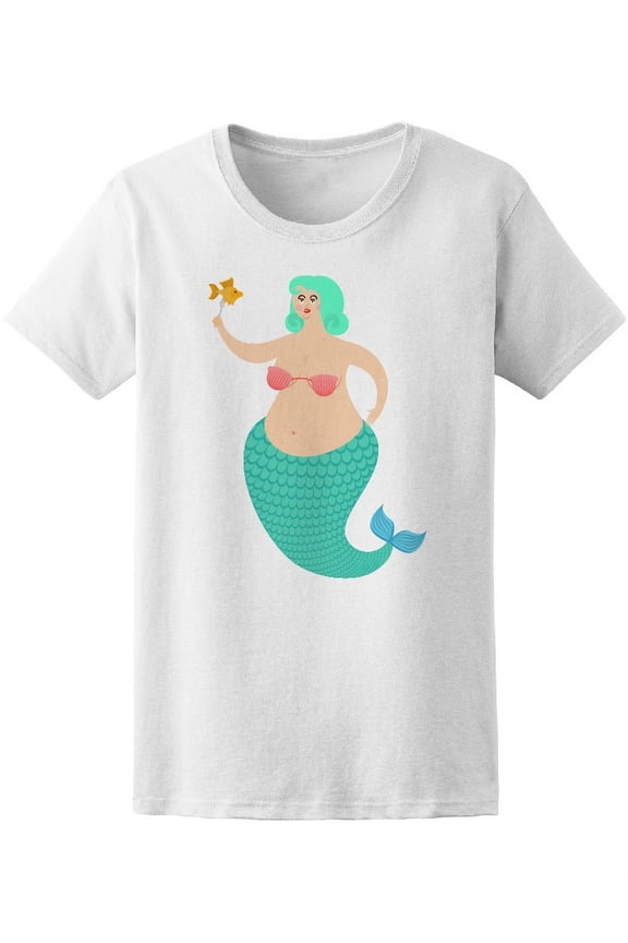 Cool & Funny Fat Mermaid T-Shirt Women -Image by Shutterstock, Female XX-Large