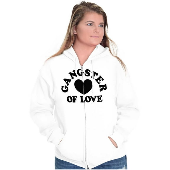Cool Funny Gangster of Love Heart Womens Plus Size Graphic Zipper Hoodie Brisco Brands 4X