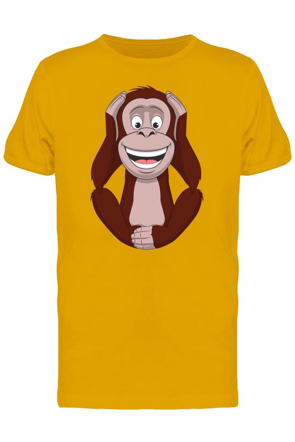 Cool Funny Happy Monkey Cartoon T-Shirt Men -Image by Shutterstock, Male Small