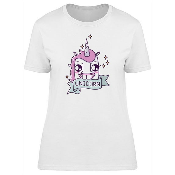 Cool Funny Kawaii Unicorn T-Shirt Women -Image by Shutterstock, Female x-Large