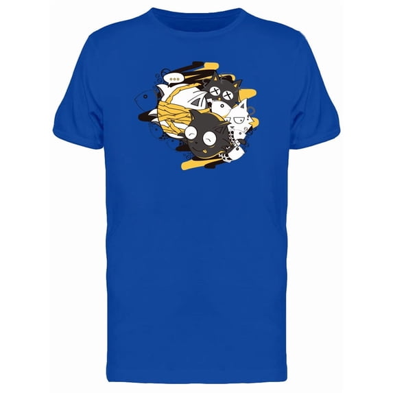 Cool Funny Kittens Doodles T-Shirt Men -Image by Shutterstock, Male Small