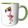 thumbnail image 1 of 3drose, Cool Funny Pink Flamingo Bird Wearing Sunglasses, 11oz Two-tone Green Mug, 1 of 6