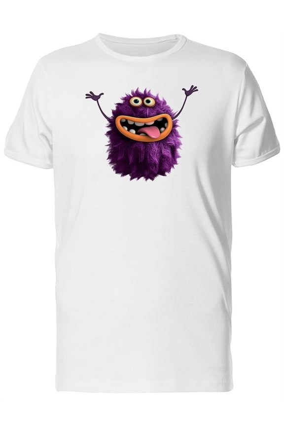 Cool Funny Purple Furry Monster T-Shirt Men -Image by Shutterstock, Male Small