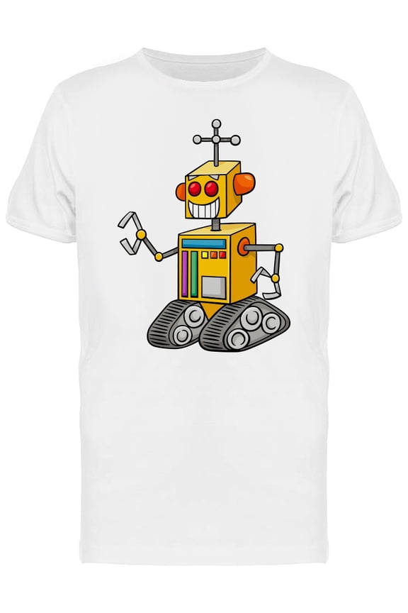Cool Funny Robot Cartoon T-Shirt Men -Image by Shutterstock, Male Small