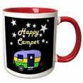 thumbnail image 1 of 3drose, Cool Funny Rv Camper Camping with Stars Cartoon Says Happy Camper, 11oz Two-tone Red Mug, 1 of 6