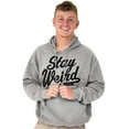 thumbnail image 1 of Cool Funny Stay Weird Awkward Saying Unisex Plus Fleece Graphic Hoodie Brisco Brands 2X, 1 of 5