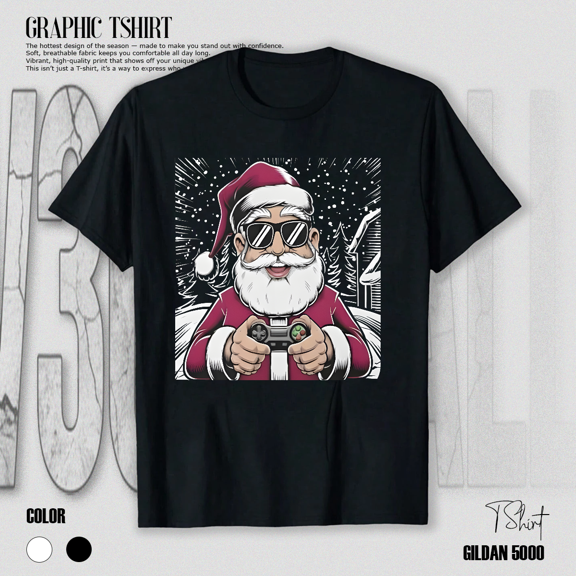 Cool Gamer Festive Father Winter Video Game Graphic Holiday Gift Unisex T-Shirt V15188, up to Size 5XL