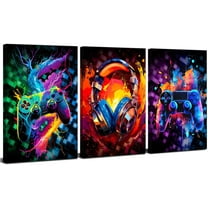 Cool Gaming Posters for Boys Room Graffiti Game Wall Art Retro Neon Video Gamepad Headphones Pictures Canvas Prints Colorful Modern Gamer Room Painting Kids Bedroom Playroom Home