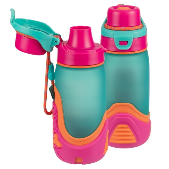 Cool Gear 16 oz Treadz Kids Chugger Water Bottle - Teal/Pink 2 Pack
