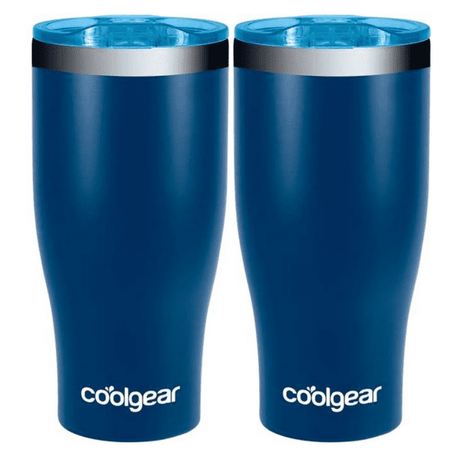 Cool Gear 2-Pack 20 Ounce Curve Tumbler | Stainless Steel Double Wall Copper Lining Vacuum Sealed Water Bottle with Slider Lid
