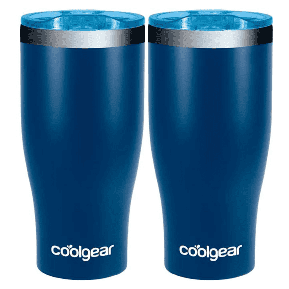 Cool Gear 2-Pack 20 Ounce Curve Tumbler | Stainless Steel Double Wall Vacuum Sealed Water Bottle with Slider Lid