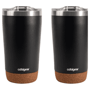 Cool Gear 2-Pack American Designed, Stainless Steel, Dishwasher Safe, Copper Lined BPA Free Lid Tumbler, Ebony, 16 oz