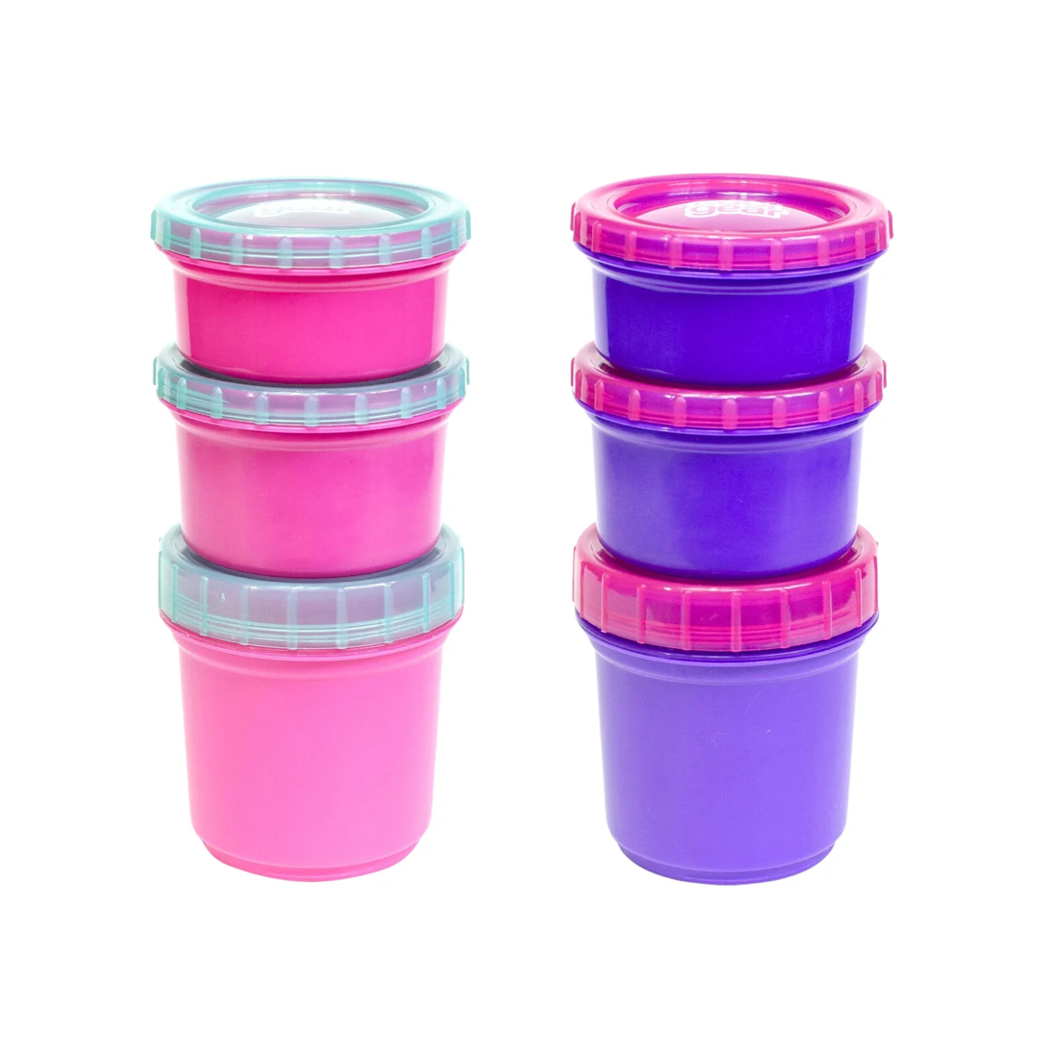 Cool Gear 2-Pack Kids Stackable Snack Snap Containers with Freezer Gel | 3 Reusable Food Containers With Twist Off Lids | Double Insulated with Freezer Gel To Keep Food Cold - Pink/Purple - image 1 of 5