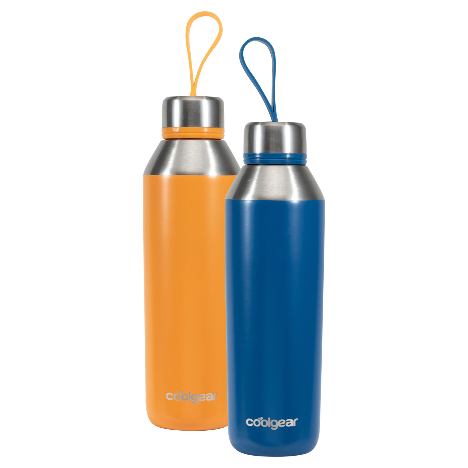 Cool Gear 2-Pack Stainless Steel Double Walled Vacuum Insulated Tyler Water Bottle, with Threaded Loop Lid, 17 Ounce - image 1 of 7