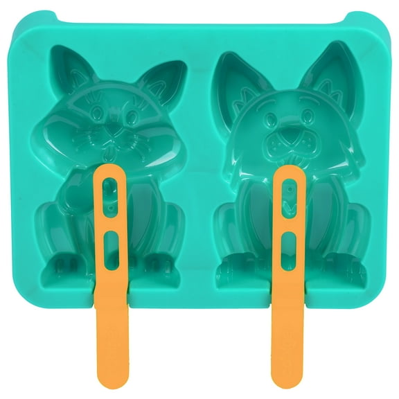 Cool Gear 2 Piece Stackable Cat and Dog Ice Pop Trays - Jumbo DIY Popsicle Molds - Dishwasher Safe