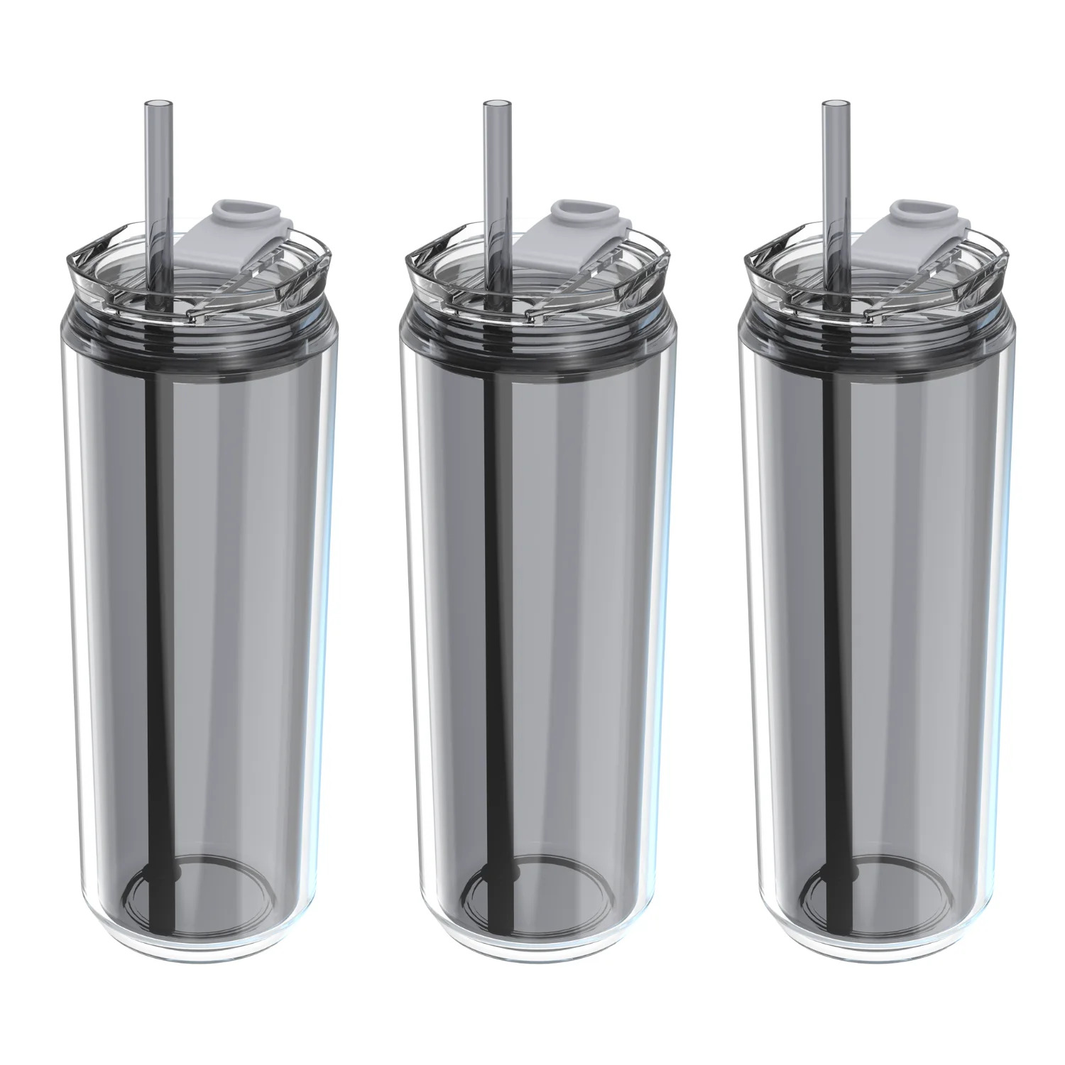 Cool Gear 3-Pack Modern Tumbler with Reusable Straw | Dishwasher Safe, Cup Holder Friendly, Spillproof, Double-Wall Insulated Travel Tumbler | Solid Cool Grey Pack - image 1 of 2