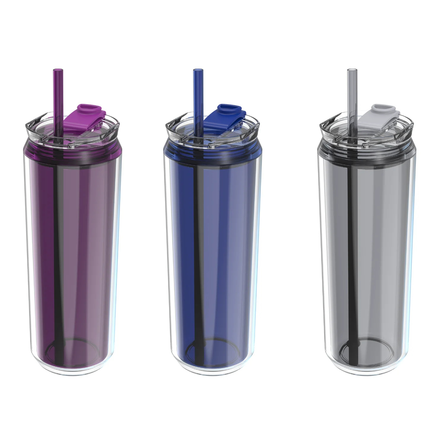 Cool Gear 3-Pack Modern Tumbler with Reusable Straw | Dishwasher Safe, Cup Holder Friendly, Spillproof, Double-Wall Insulated Travel Tumbler | Solid Variety Pack - image 1 of 4