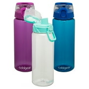 Cool Gear 3-Pack Tritan Plastic 32 oz Cylinder Water Bottle with Halo Top Lid | Dishwasher Safe, Leakproof, Shatter-Resistant Water Bottle With Easy Carry Loop | Variety Pack