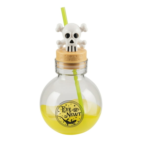 Cool Gear 30 oz Potion Bottle with Removable Lid and Straw | Durable, BPA-Free Plastic Halloween Water Bottle with Spooky Design for Trick-or-Treating, Parties or Everyday Use (Green/Skull)