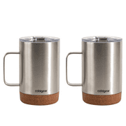 Cool Gear American Designed, Stainless Steel Copper Lined Mug with Handle, BPA Free Lid, 2 Pack - 16 oz, Chrome