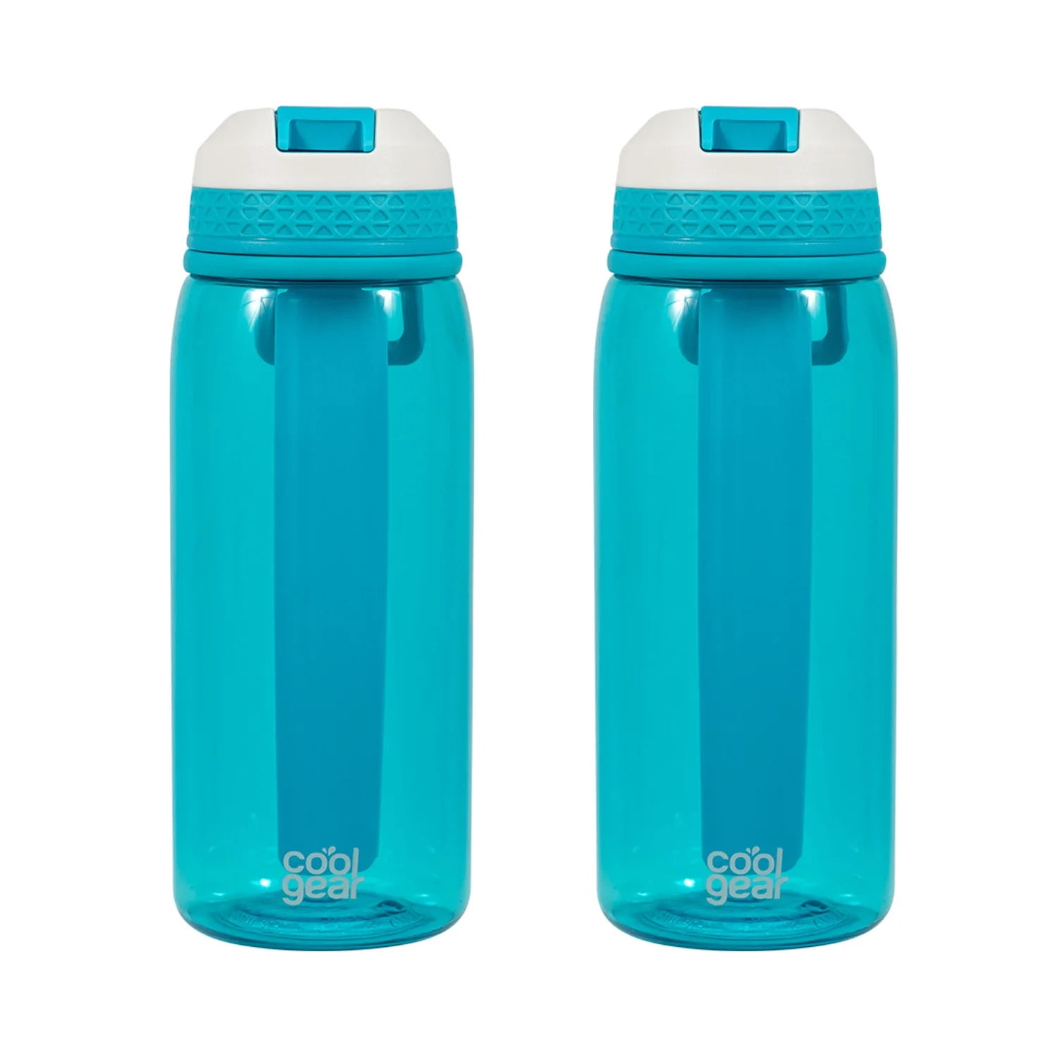 Cool Gear BPA Free 32 oz Glasses Magic Gym Tritan Plastic Water Bottle with Freezer Stick (2 Count)