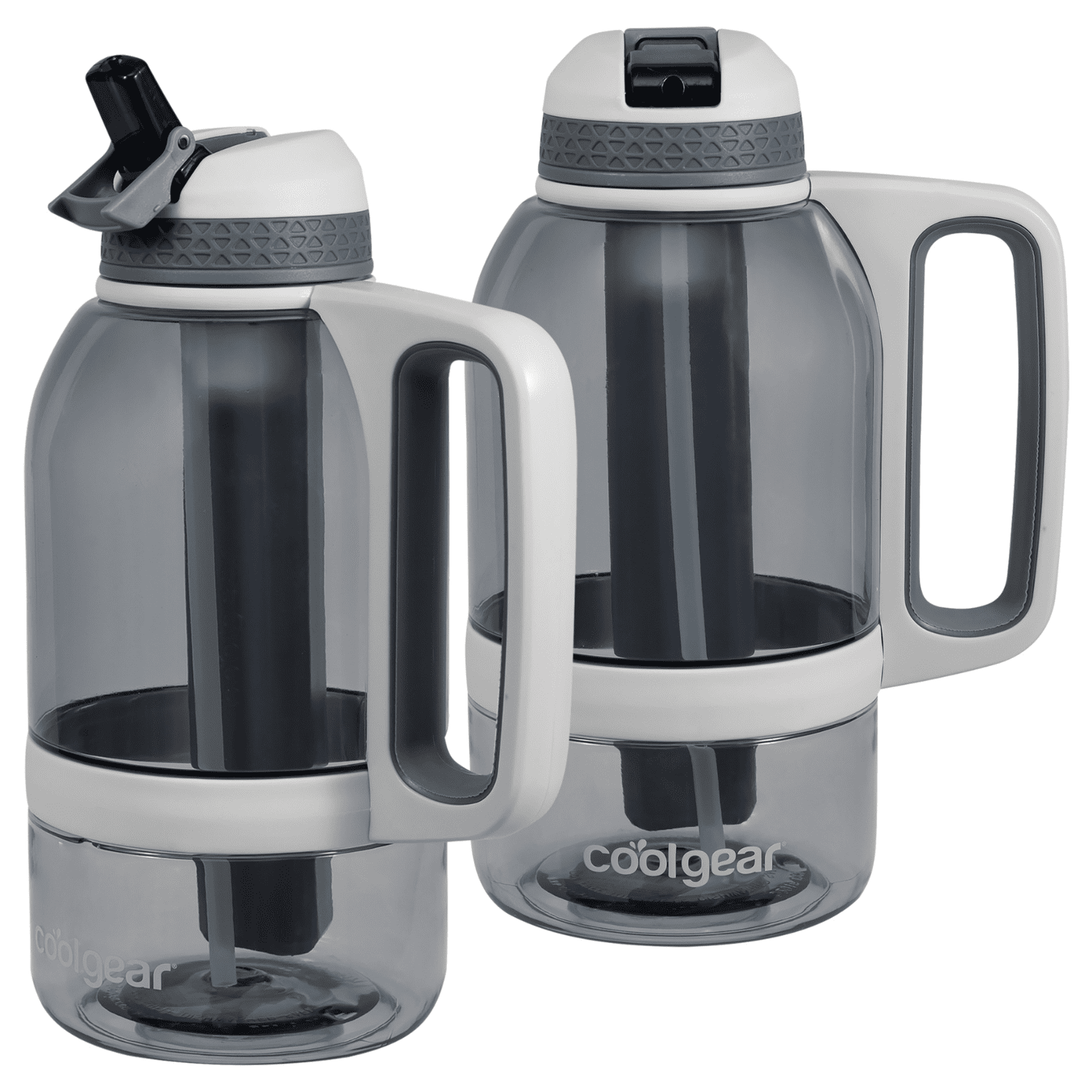 Cool Gear BPA Free 64 oz Smoke System Sports Tritan Water Bottle with Freezer Stick (2 Count)