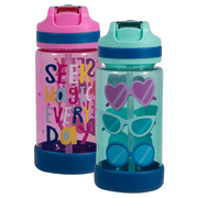 Cool Gear Kids Pier Leakproof Sipper Water Bottle, Finger Loop on Cap for Easy Carrying, 16 Ounce, 2 Packs