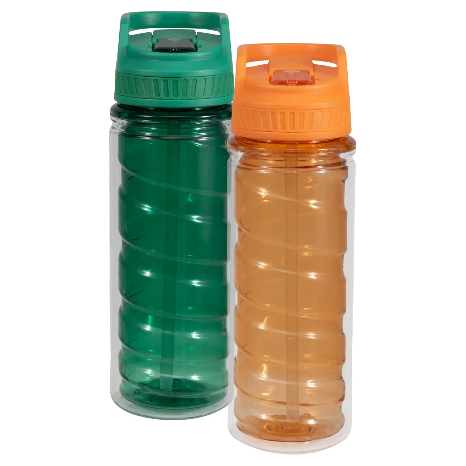 Cool Gear Tritan Twist Shatter Proof Water Bottle with Sipper Lid and Finger Loop Cap, 16 Ounce, 2 Packs - image 1 of 6