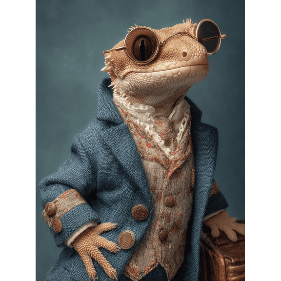 Cool Gecko Canvas Print, Gecko in Suit & Sunglasses Art, Funny Party Wall Decor, Ready to Hang