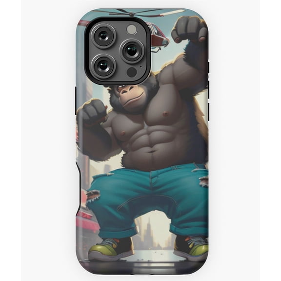 Cool Giant Gorilla Catches Helicopter Phone Case for iPhone 16 15 14 13 12 11 Pro Max