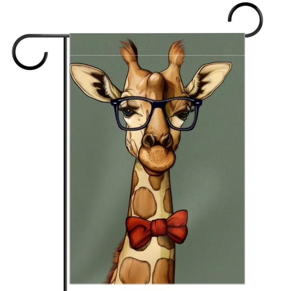 Cool Giraffe Hipster Animal Neck Decorative Garden Flag for All Seasons, 12 x 18 Inch Small Vertical Double Sided Outside Decoration for Yard Farmhouse