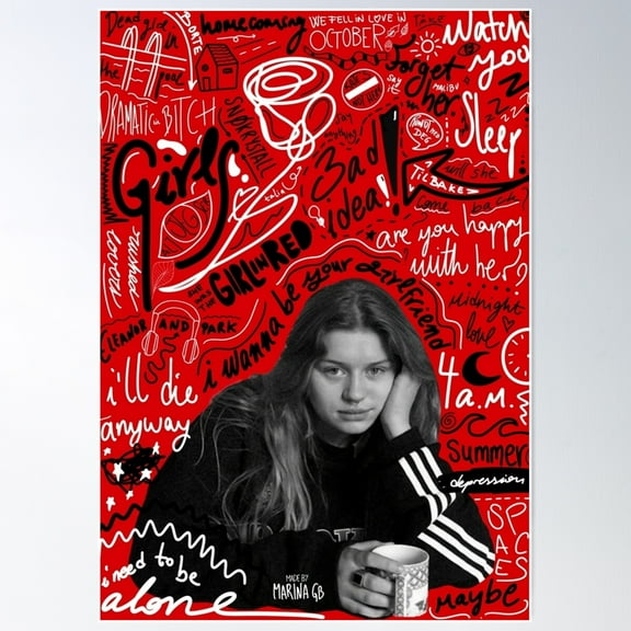 Cool Girl In Red - Songs Poster Wall Art, Modern Wall Decor For Living Room Bedroom, 8x12 UNFRAMED