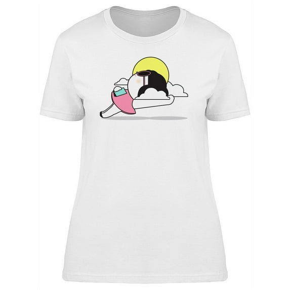 Cool Girl Laying On Clouds T-Shirt Women -Image by Shutterstock, Female Medium