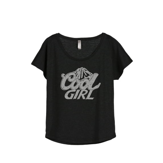 Cool Girl Women's Fashion Slouchy Dolman T-Shirt Tee Heather Black Medium