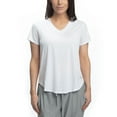 thumbnail image 1 of Cool Girl Women's Relaxed Cooling V-Neck T-Shirt with High Low Hem Sleep T-Shirt White, 1 of 3