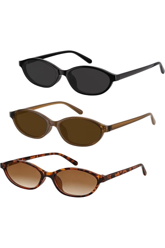 Cool Girl Y2K Sunglasses for Women, 3 Pack Retro Oval Frame Sunglasses with UV400 Protection, Perfect for Summer