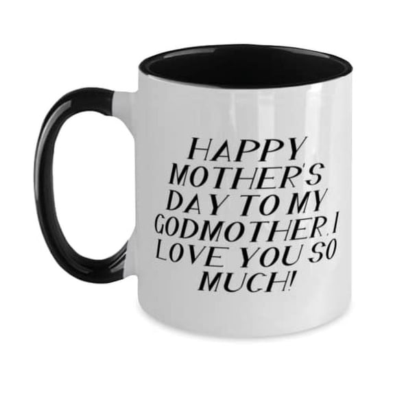 Cool Godmother Two Tone 11oz Mug, Happy Mother's Day to my Godmother, I love you so much!, Brilliant for, Mother's Day