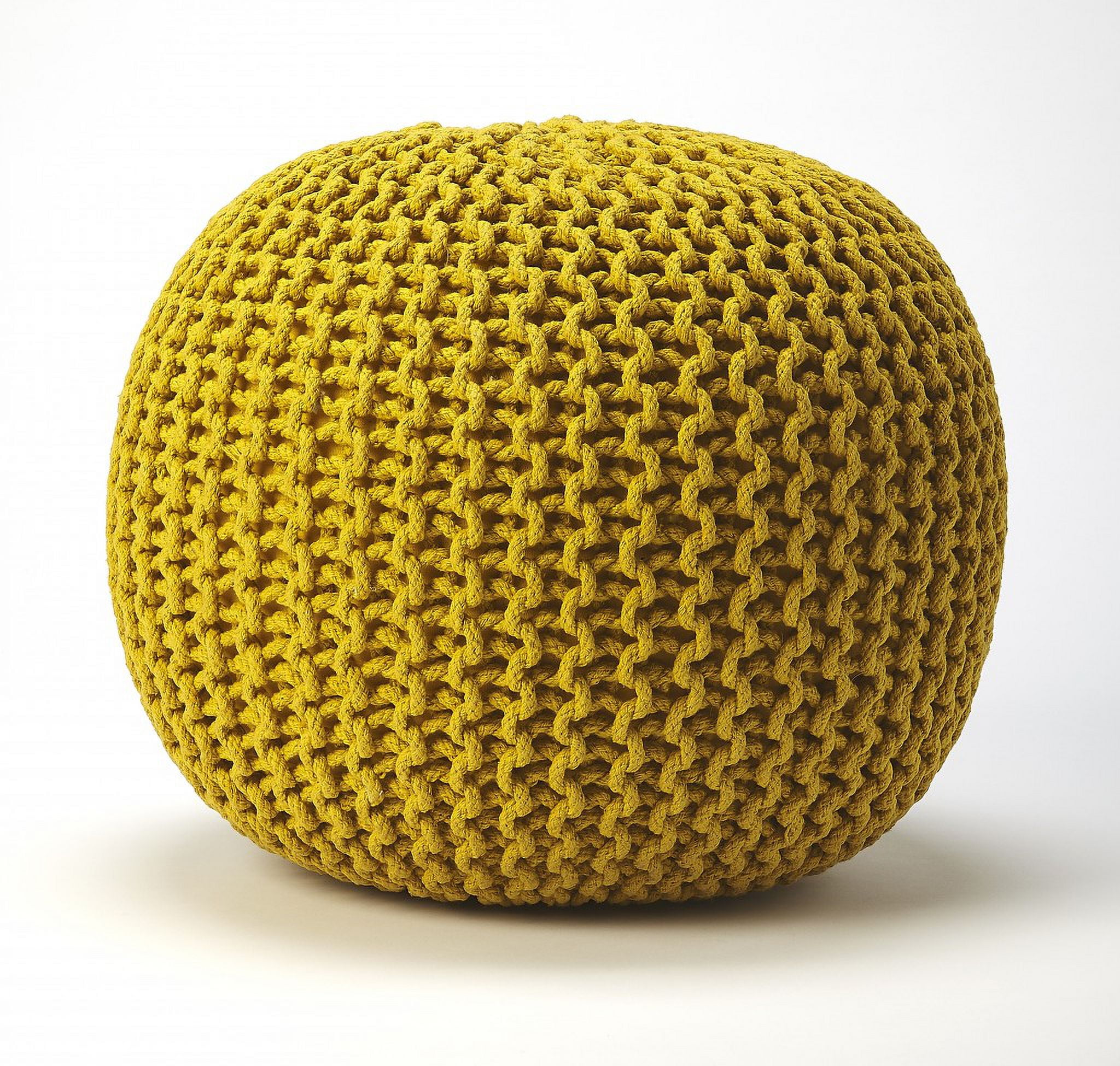 Golden Mustard Woven 19'' Pouf Ottoman