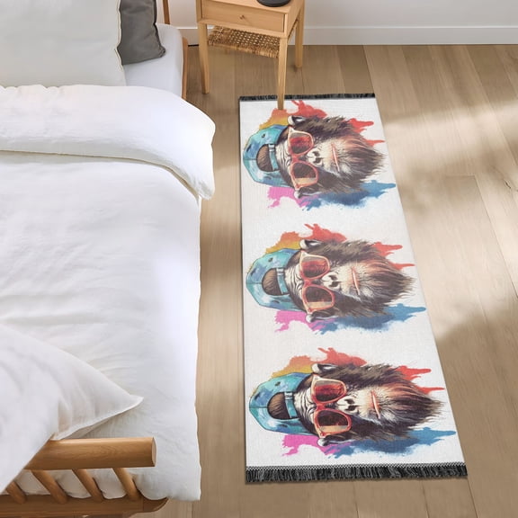 Cool Gorilla and Sunglasses Runner Area Rug 2x6 Soft Non-Slip Washable Bedside Carpet for Hallway Bedroom Living Room Home Decor